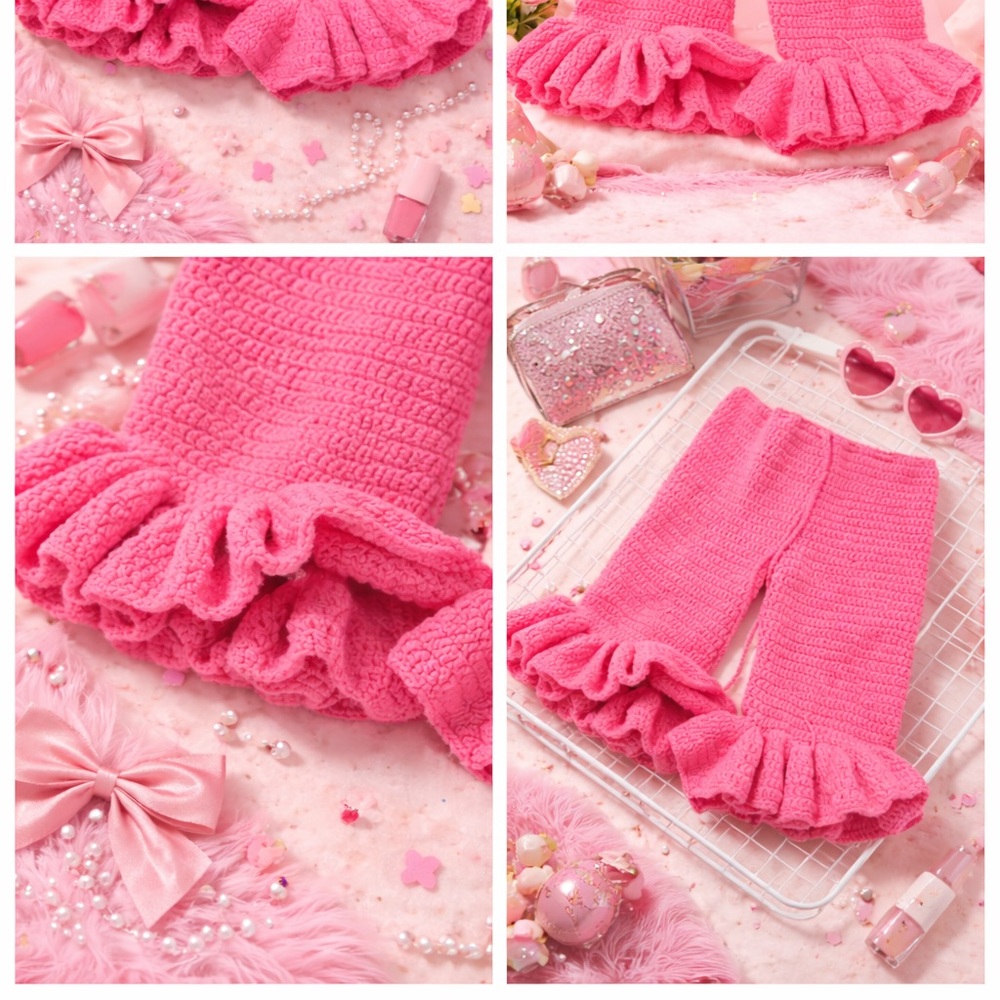 Pink Crochet Ruffle Pants - Picture 3 of 3